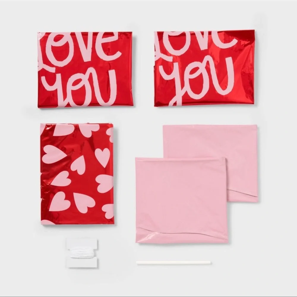 Target Heart Balloons with Bear Accents - Red and Pink